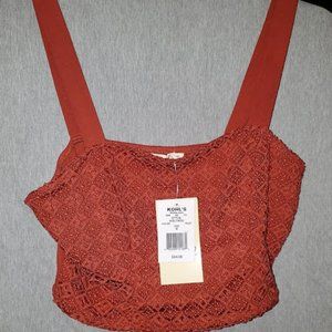 104-La Mamba Crop top.   straps. Stretch. Pattern